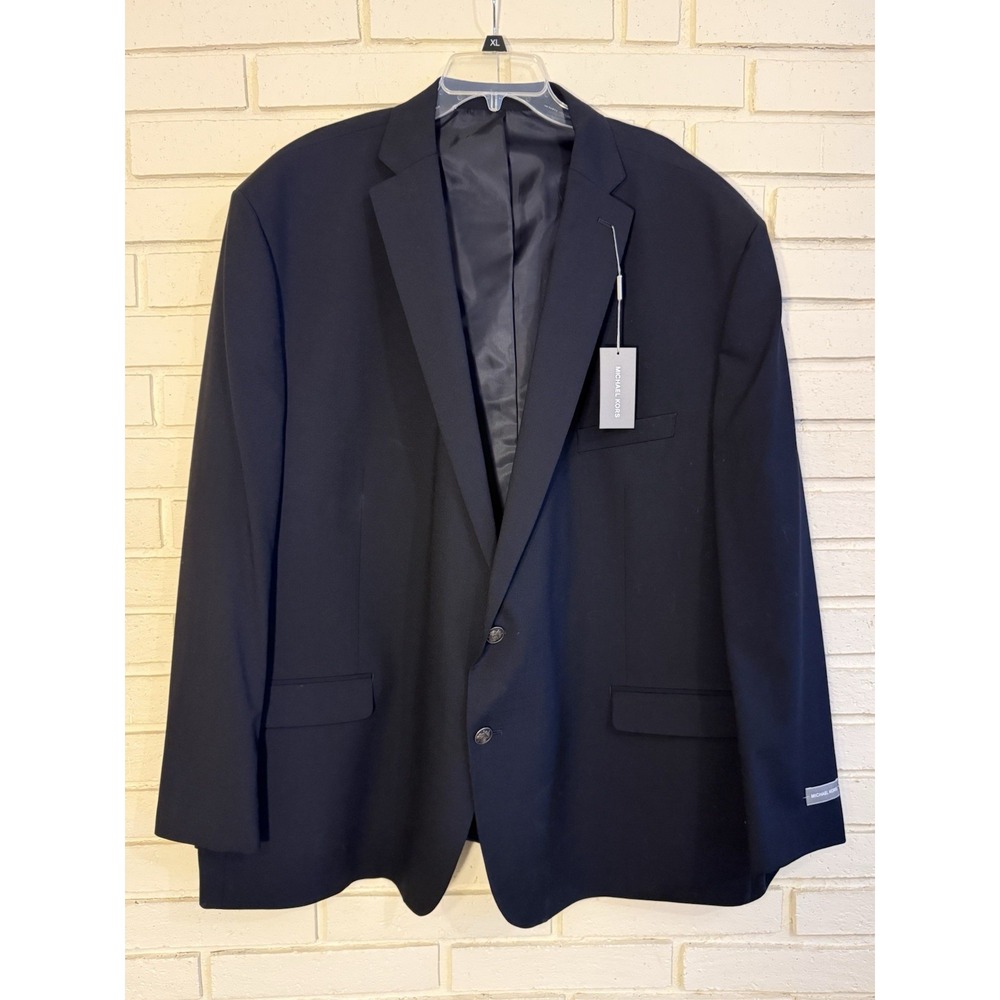 Michael Kors Blazer Mens 58 Reg. Navy Blue Wool Blend 2 Button Sport Coat NWT